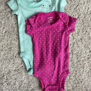 Carter's Pink and Mint Polka Dot Bodysuits